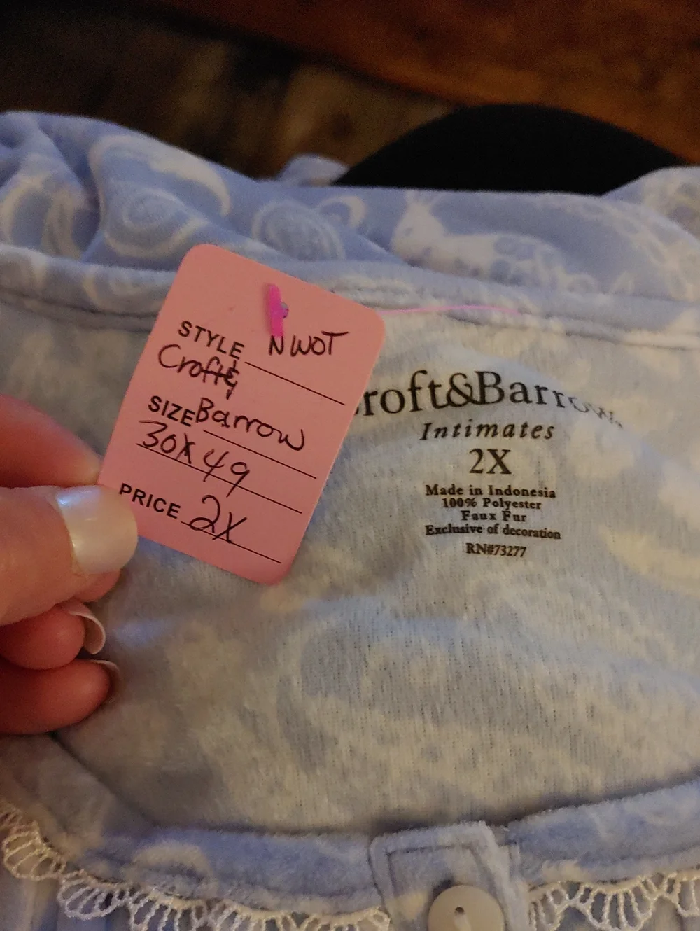 NWOT Beautiful Croft& Barrow 2X Periwinkle Super Soft Velour Nightgown